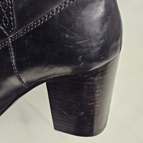 Frye Leather Ankle 3" Pull- on Heel Boot Black 3474670-BLK Women's Size 9.5M - Picture 11 of 14